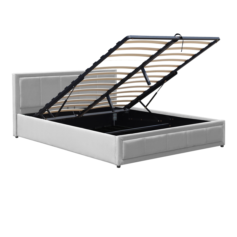 Κρεβάτι Huga pakoworld με αποθηκευτικό χώρο βελούδο γκρι 120x200εκ