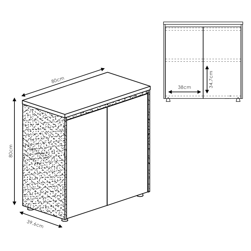 Ντουλάπια γραφείου χαμηλά επαγγελματικά Oscar pakoworld καρυδί-ανθρακί 160x40x80εκ