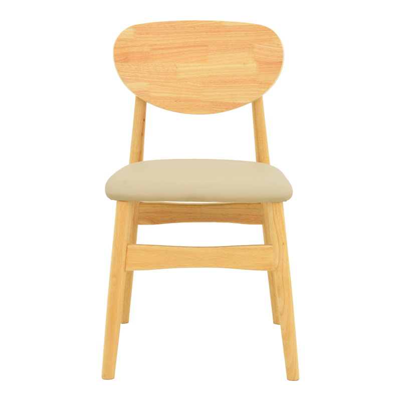 Καρέκλα Cardith pakoworld rubberwood-plywood σε φυσική απόχρωση-pu μπεζ 48x51x78εκ