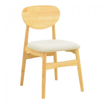 Καρέκλα Cardith pakoworld rubberwood-plywood σε φυσική απόχρωση-ύφασμα γκρι-μπεζ 48x51x78εκ