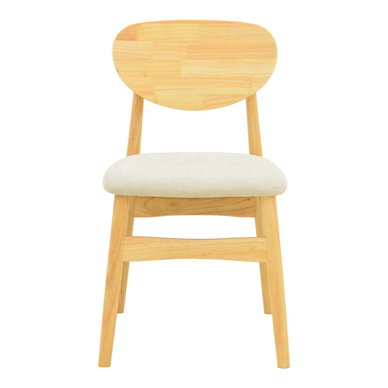 Καρέκλα Cardith pakoworld rubberwood-plywood σε φυσική απόχρωση-ύφασμα γκρι-μπεζ 48x51x78εκ