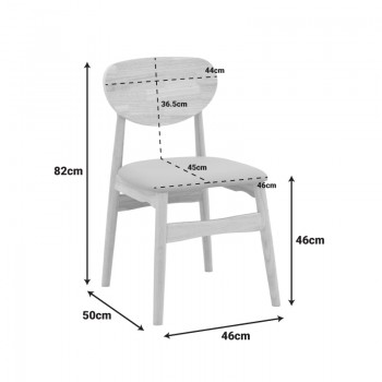 Καρέκλα Cardith pakoworld rubberwood-plywood σε φυσική απόχρωση-pu μαύρο 48x51x78εκ