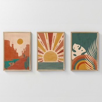 Πίνακας Bemvy pakoworld τρίπτυχος με ψηφιακή εκτύπωση και πλαίσιο 33x1.5x48εκ