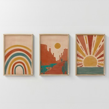 Πίνακας Jecko  pakoworld τρίπτυχος με ψηφιακή εκτύπωση και πλαίσιο 33x1.5x48εκ