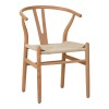 Καρέκλα Wishbone pakoworld rubberwood-σχοινί σε φυσική απόχρωση 53.5x57x74εκ