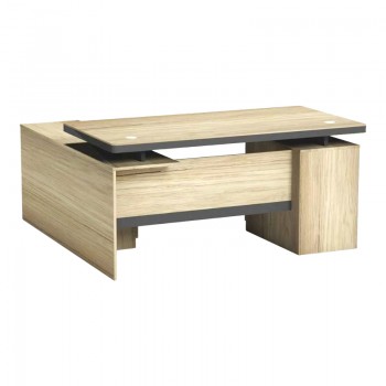 Γραφείο επαγγελματικό Lotus pakoworld με δεξιά γωνία σε φυσική-ανθρακί απόχρωση  200x160x76εκ