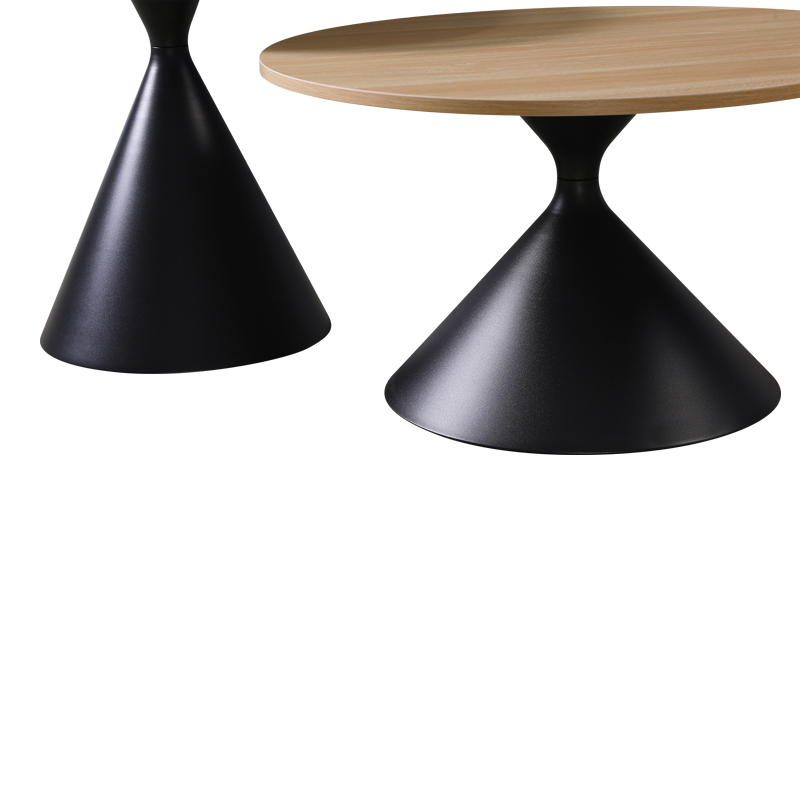 Τραπέζια σαλονιού Hemena pakoworld σετ 2τεμ σε μαύρη-φυσική απόχρωση