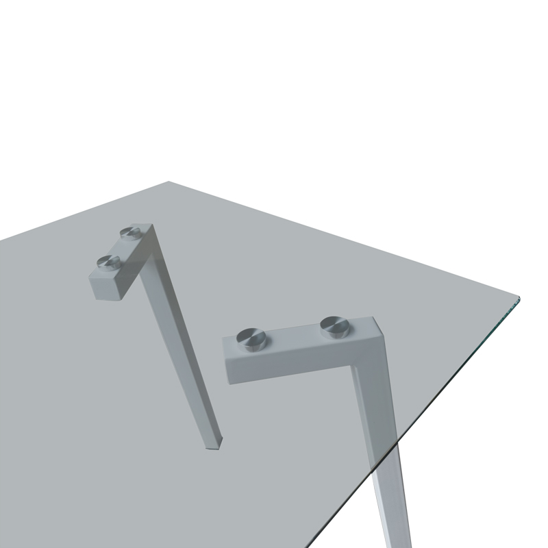 Τραπέζι Titta pakoworld γυάλινη επιφάνεια με λευκά μεταλλικά πόδια 120x70x75εκ