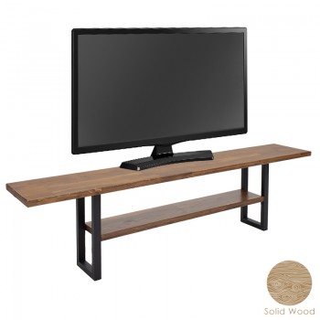 Έπιπλο τηλεόρασης Damis pakoworld μασίφ ξύλο πεύκου καρύδι-μαύρο 199x33.5x50εκ
