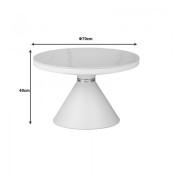 Βοηθητικά τραπέζια Coozlin Inart sintered stone σε απόχρωση λευκό μαρμάρου με λευκό-χρυσό μέταλλο