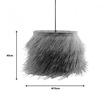 Φωτιστικό οροφής Hairy Inart Ε27 ρατάν σε φυσική απόχρωση Φ70x40εκ