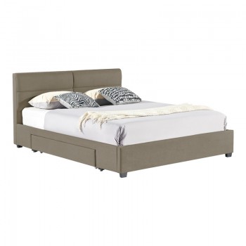 Κρεβάτι διπλό Anay pakoworld με συρτάρι ύφασμα μπεζ 160x200εκ