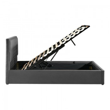 Κρεβάτι διπλό Sonnie pakoworld με αποθηκευτικό χώρο ύφασμα ανθρακί 150x200εκ