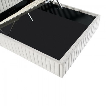 Κρεβάτι διπλό Zilin pakoworld ύφασμα γκρι-μπεζ με αποθηκευτικό χώρο 160x200εκ