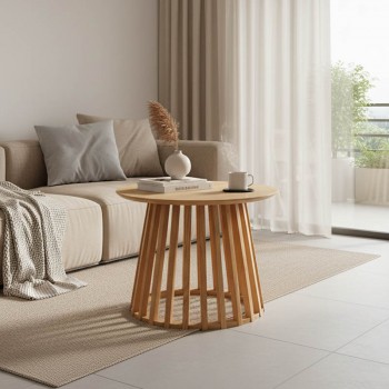 Τραπέζι σαλονιού Domonic pakoworld φυσικό Φ60x45εκ