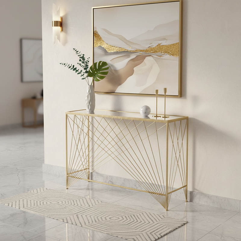 Κονσόλα Gioni Inart χρυσό μέταλλο 110x30x75εκ