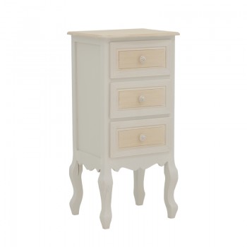 Κομοδίνο Joliene Inart mdf σε λευκή αντικέ-φυσική απόχρωση 40x34.5x82εκ