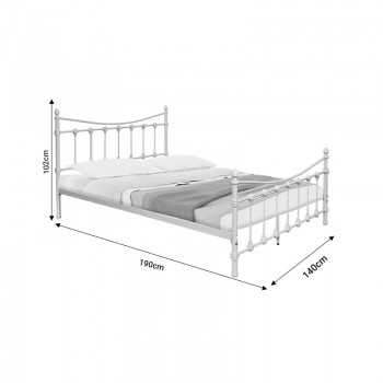 Κρεβάτι Beowulf pakoworld λευκό μεταλλικό 140x190εκ