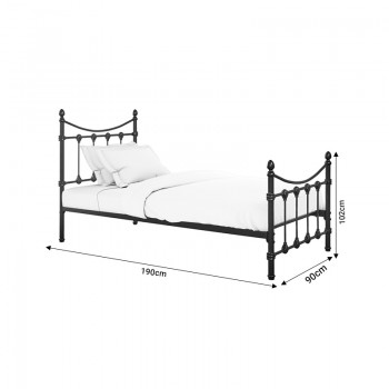 Κρεβάτι Beowulf pakoworld μαύρο μεταλλικό 90x190εκ