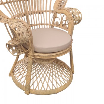 Πολυθρόνα Dorothy Inart με μπεζ μαξιλάρι-φυσικό rattan 115x53x147εκ