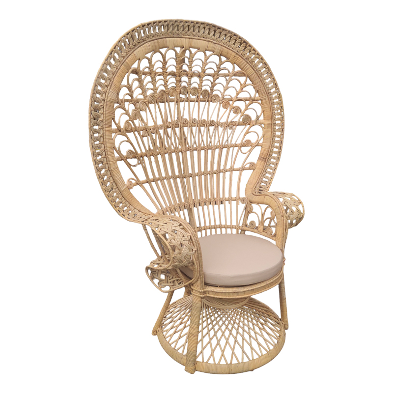 Πολυθρόνα Dorothy Inart με μπεζ μαξιλάρι-φυσικό rattan 115x53x147εκ