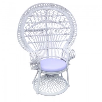 Πολυθρόνα Dorothy Inart με λευκό μαξιλάρι-λευκό rattan 115x53x147εκ
