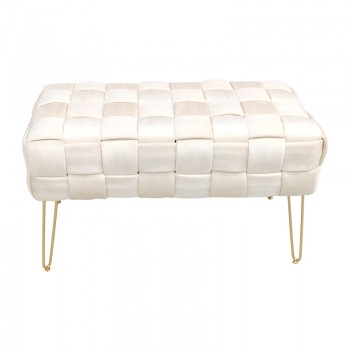 Σκαμπό Wenzo pakoworld μπεζ βελούδο 82x43x46εκ