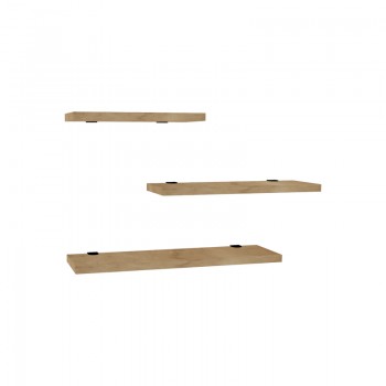 Ραφιέρα τοίχου Leila pakoworld σετ 3τεμ μελαμίνη σε φυσική απόχρωση 40x14x2εκ
