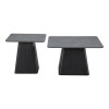 Τραπέζια σαλονιού Square pakoworld σετ 2 τεμ βάση μέταλλο σε μαύρη-sintered stone σε γκρι μαρμάρου