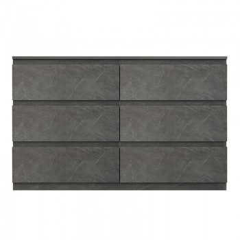 Συρταριέρα Cindy pakoworld 6 συρταριών γκρι μαρμάρου 120x40x75εκ