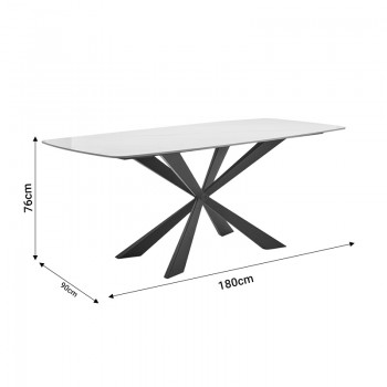 Τραπέζι Viano pakoworld sintered stone ανοιχτό γκρι-μαύρο 180x85x76εκ