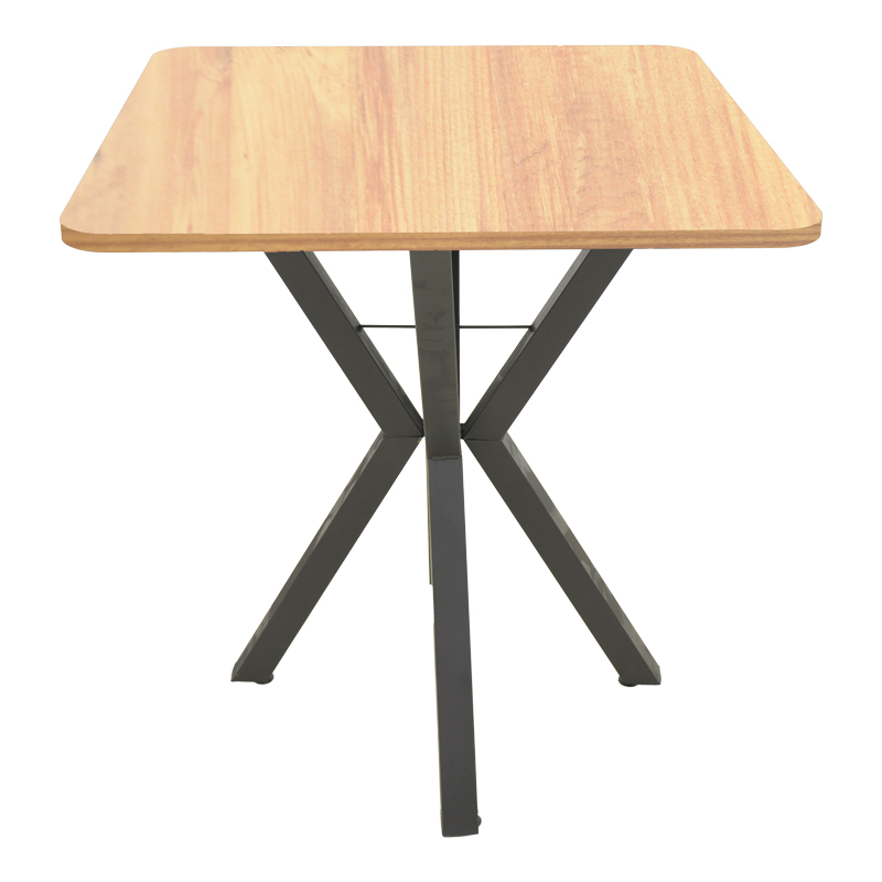 Τραπέζι Arenya pakoworld φυσική απόχρωση με μαύρα μεταλλικά πόδια 70x70x72εκ