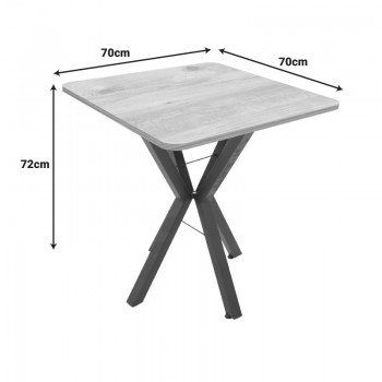 Τραπέζι Arenya pakoworld φυσική απόχρωση με μαύρα μεταλλικά πόδια 70x70x72εκ