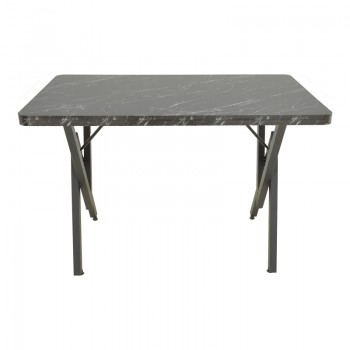 Τραπέζι Vertex pakoworld μαυρο εφέ μαρμάρου με μαύρα μεταλλικά πόδια 110x70x72εκ