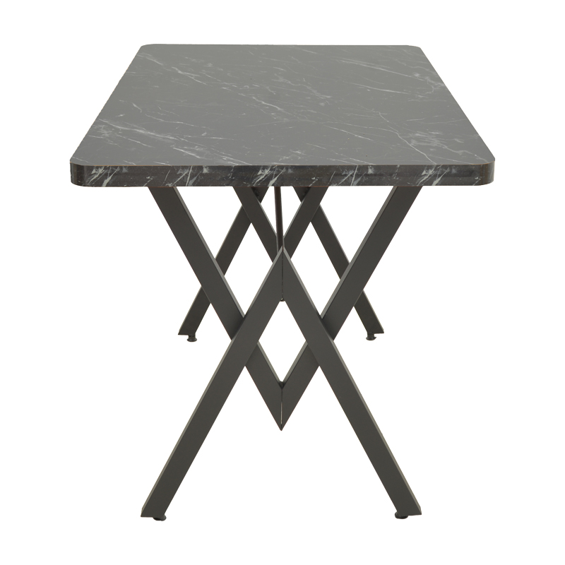 Τραπέζι Vertex pakoworld μαυρο εφέ μαρμάρου με μαύρα μεταλλικά πόδια 110x70x72εκ