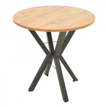 Τραπέζι Rogue pakoworld φυσική απόχρωση με μαύρα μεταλλικά πόδια Φ70x72εκ