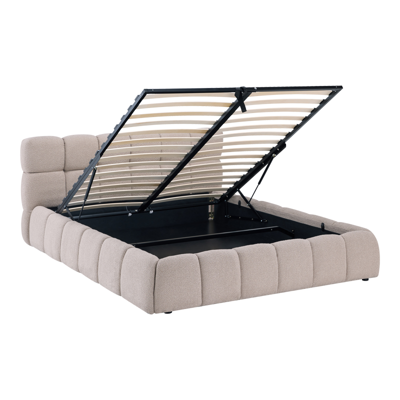 Κρεβάτι Jeby pakoworld ύφασμα σε μπεζ απόχρωση με αποθηκευτικό χώρο 160x200εκ