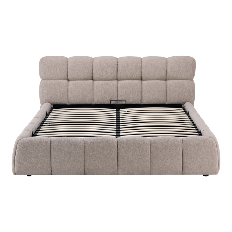 Κρεβάτι Jeby pakoworld ύφασμα σε μπεζ απόχρωση με αποθηκευτικό χώρο 160x200εκ