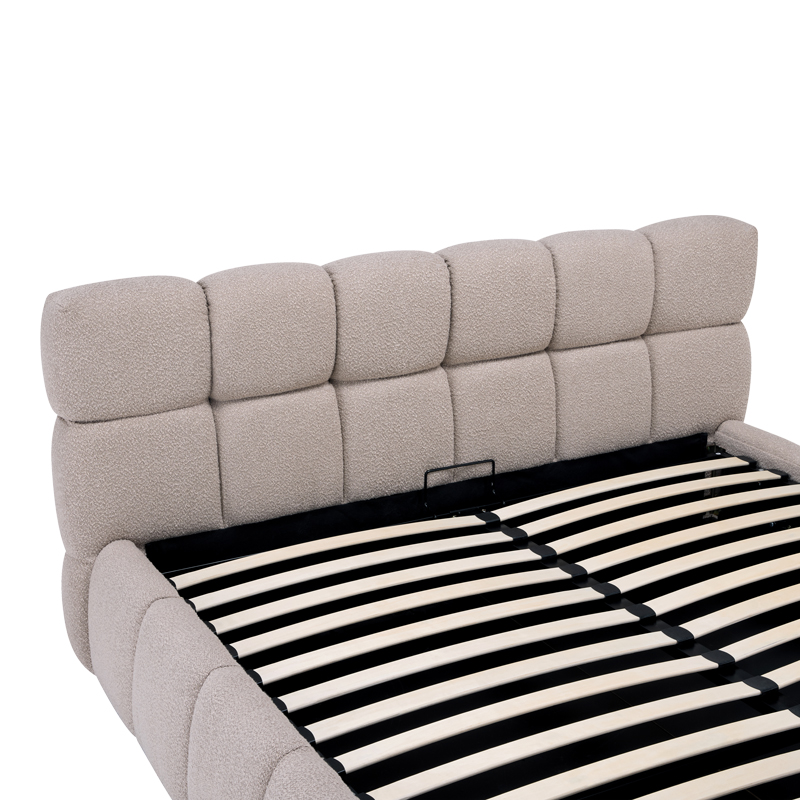 Κρεβάτι Jeby pakoworld ύφασμα σε μπεζ απόχρωση με αποθηκευτικό χώρο 160x200εκ