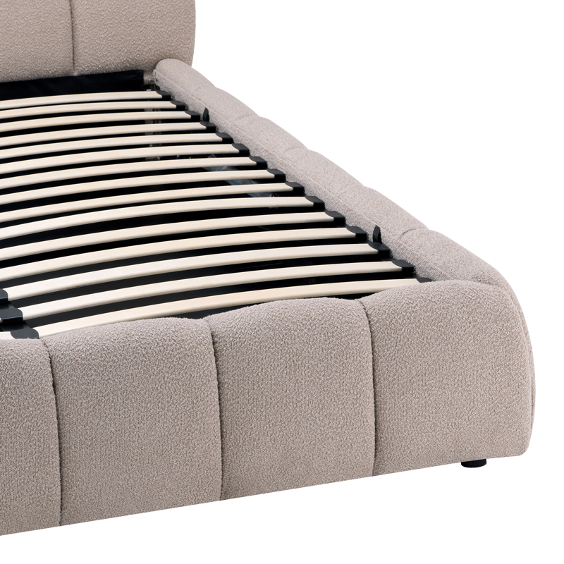 Κρεβάτι Jeby pakoworld ύφασμα σε μπεζ απόχρωση με αποθηκευτικό χώρο 160x200εκ