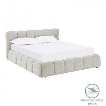 Κρεβάτι Jeby pakoworld ύφασμα σε κρεμ απόχρωση με αποθηκευτικό χώρο 160x200εκ