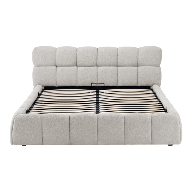 Κρεβάτι Jeby pakoworld ύφασμα σε κρεμ απόχρωση με αποθηκευτικό χώρο 160x200εκ