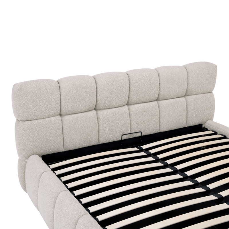 Κρεβάτι Jeby pakoworld ύφασμα σε κρεμ απόχρωση με αποθηκευτικό χώρο 160x200εκ