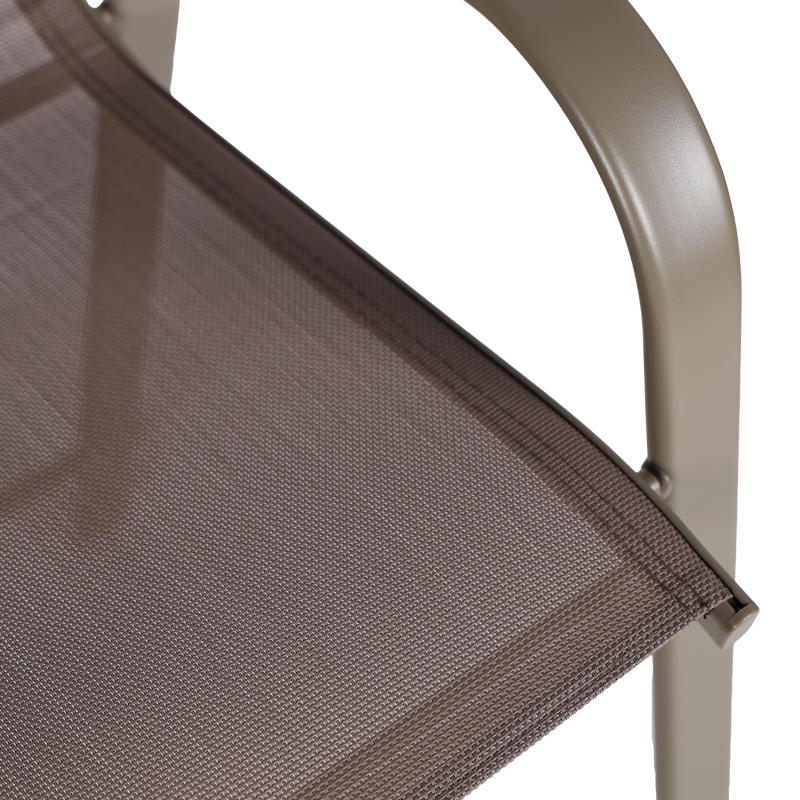 Σκαμπό μπαρ μεσαίου ύψους Calan pakoworld σαμπανιζέ μέταλλο-textilene σε ανοιχτή καφέ απόχρωση 55x70x114εκ
