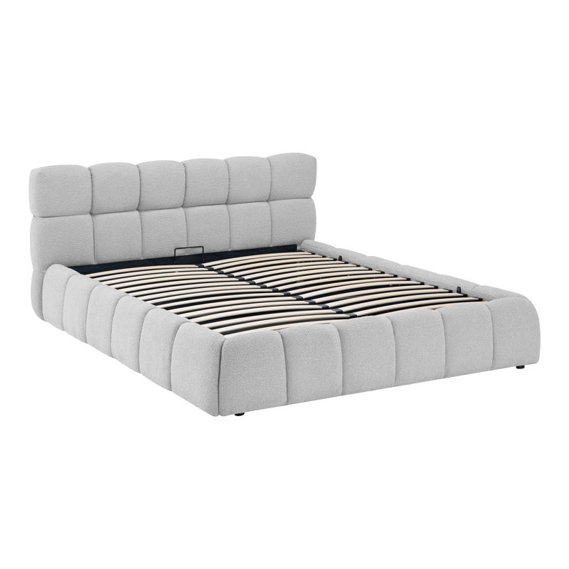 Κρεβάτι Jeby pakoworld ύφασμα σε γκρι απόχρωση με αποθηκευτικό χώρο 160x200εκ