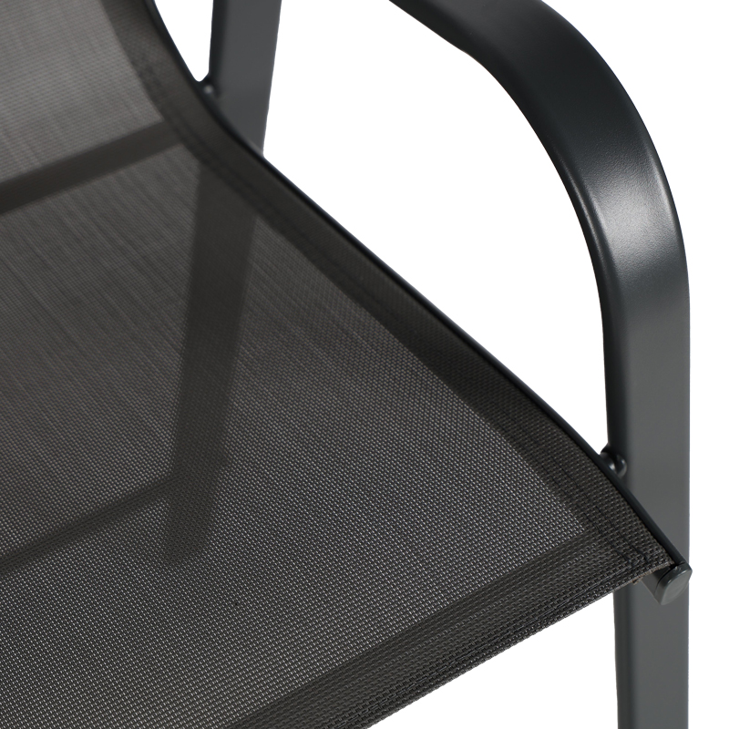 Σκαμπό μπαρ μεσαίου ύψους Calan pakoworld μέταλλο-textilene σε ανθρακί απόχρωση 55x70x114εκ