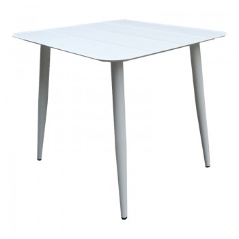 Τραπέζι Vista pakoworld αλουμίνιο σε λευκή απόχρωση 80x80x72εκ