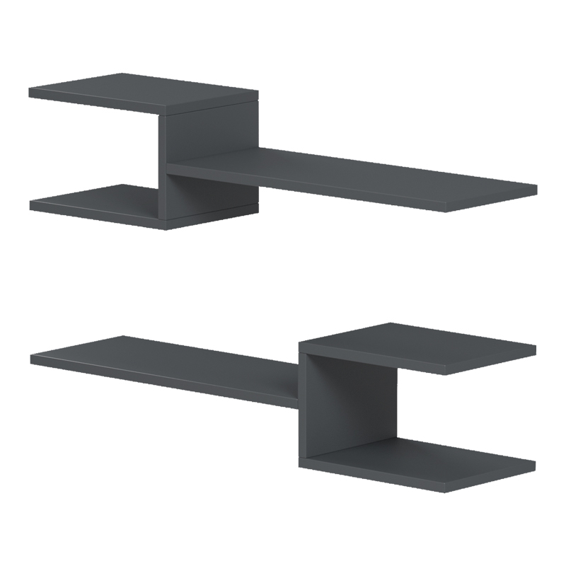 Ραφιέρα τοίχου Galler pakoworld ανθρακί 79x19.5x18εκ