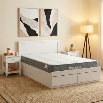 Κρεβάτι με στρώμα και συρτάρι Olympus-Dreamer pakoworld λευκό 120x200εκ
