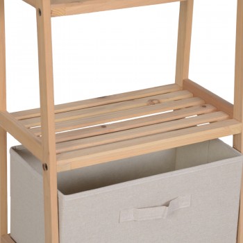 Ραφιέρα δαπέδου με συρτάρια Wolen pakoworld ξύλο ελάτου-ύφασμα σε φυσική-μπεζ απόχρωση 42x27.5x139εκ